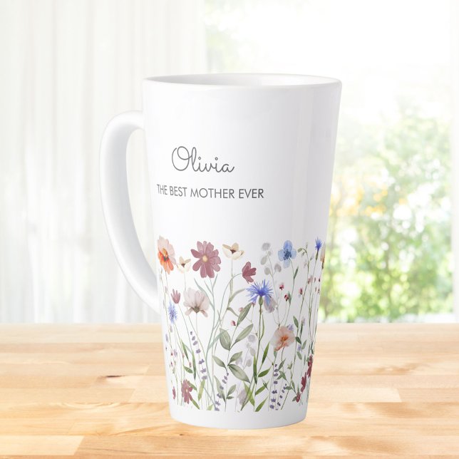 Mit Monogramm Aquarellfarben - Wildblume Wiese Milchtasse (In situ)