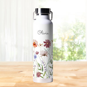 Mit Monogramm Aquarellfarben - Wildblume Wiese Trinkflasche