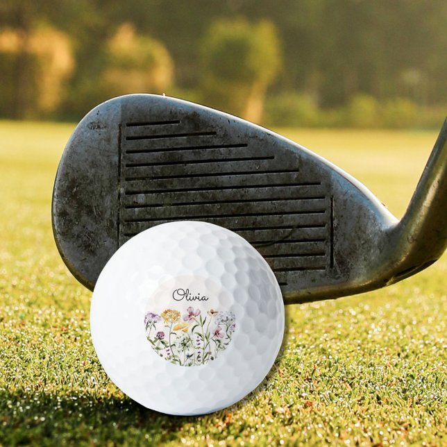 Mit Monogramm Aquarellgarten Wildblume Golfball (In situ)