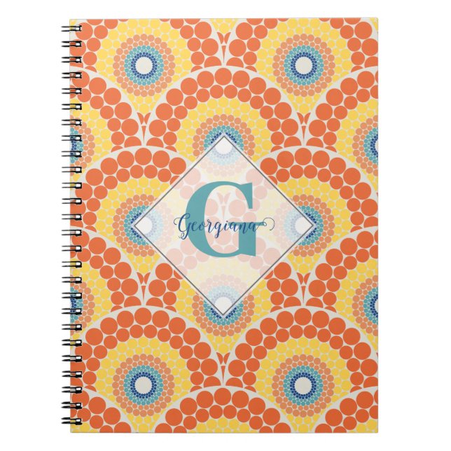 Mit Monogramm Art Deco Sommer Radiant Mandala Notizblock (Vorderseite)