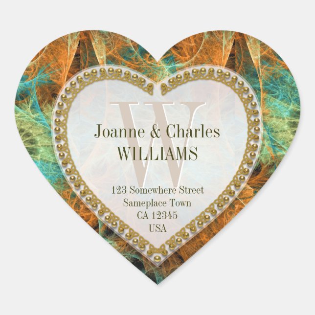 Mit Monogramm Aufkleber für die goldene Natur (Vorderseite)