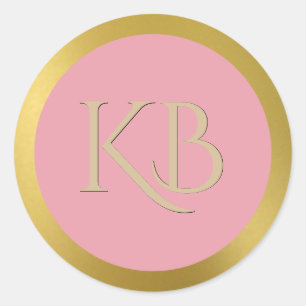 Mit Monogramm Aufkleber für Gold und Rosa