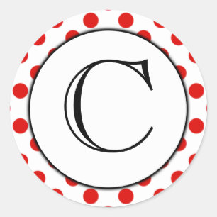 Mit Monogramm Aufkleber für Rot und Weiß Polka Dot