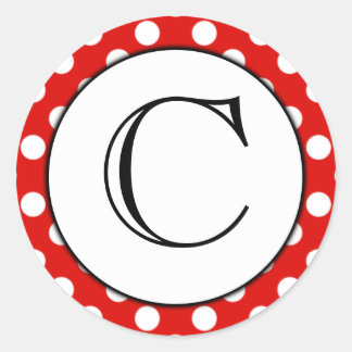 Mit Monogramm Aufkleber für Rot und Weiß Polka Dot