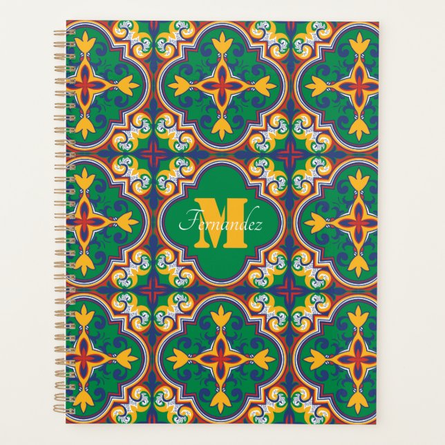 Mit Monogramm Azulejos, Muster aus Lissabon   Planer (Vorderseite)