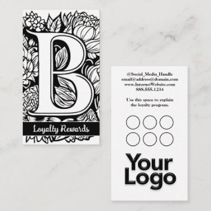 Mit Monogramm B Floral Black and White Company Log Visitenkarte