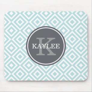 Mit Monogramm Baby Blue Geometric Diamond Muster Mousepad