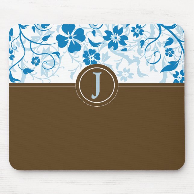 Mit Monogramm Baby Blue Mousepad (Vorne)
