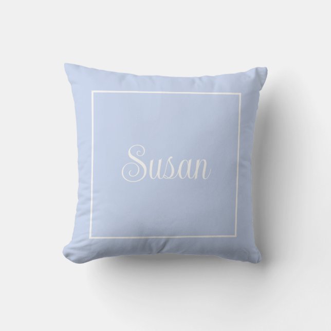 Mit Monogramm Baby Blue Throw Kissen (Vorderseite)