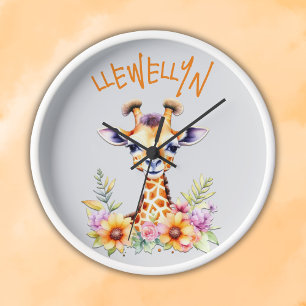 Mit Monogramm Baby Giraffe   Uhr