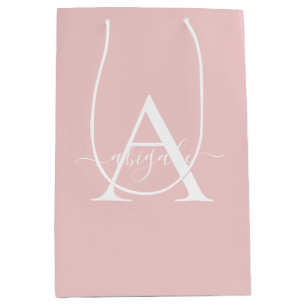 Mit Monogramm Baby Pink Minimalistisches Elegant Mittlere Geschenktüte