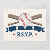 Mit Monogramm Baseball-Hochzeit-RSVP-Postkarte