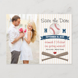 Mit Monogramm Baseball Save the Date Ankündigungspostkarte