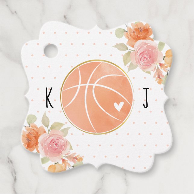Mit Monogramm Basketball-Polterabend Vielen Dank Geschenkanhänger (Vorderseite)