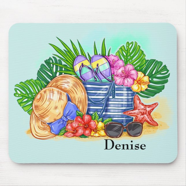 Mit Monogramm Beachy Summer Mouse Pad Mousepad (Vorne)