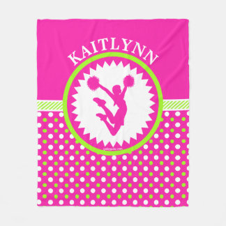 Mit Monogramm Beifall/Pom rosa und grüne Fleecedecke
