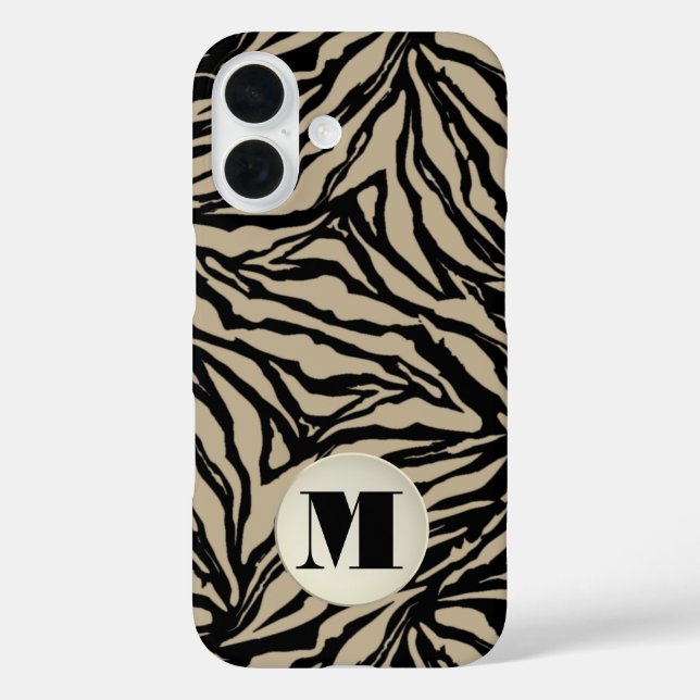 Mit Monogramm Beige Case-Mate iPhone Hülle (Rückseite)