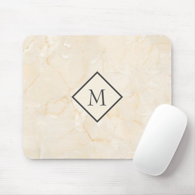 Mit Monogramm Beige-Marmor Mousepad (Mit Mouse)