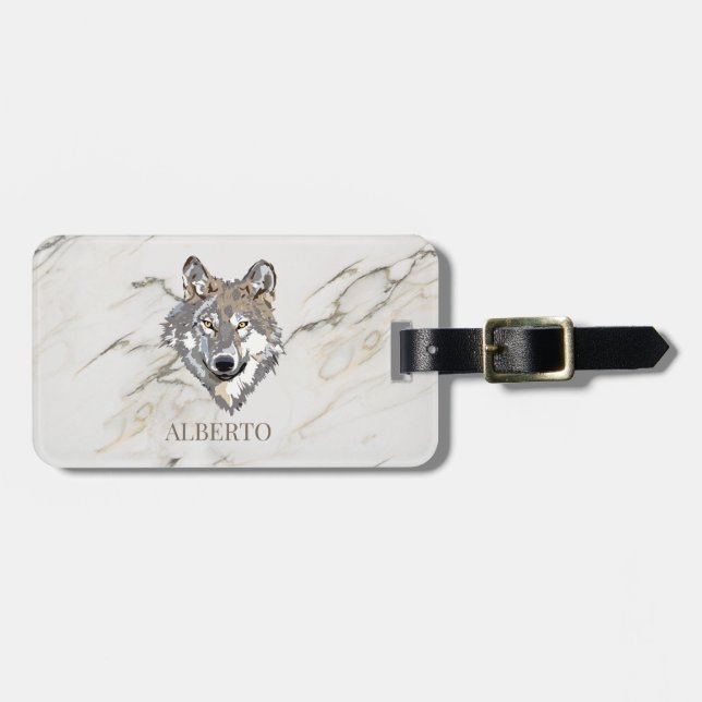 Mit Monogramm Beige Marmorstein Gepäckanhänger (Vorderseite horizontal)