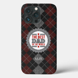 Mit Monogramm Best Vater Maroon und Grau Case-Mate iPhone Hülle