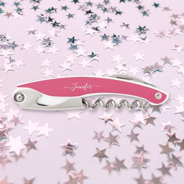 Mit Monogramm Bier Wein Korkenzieher Pink Flaschen (Monogrammed Beer Wine Corkscrew Pink Bottle Opener)