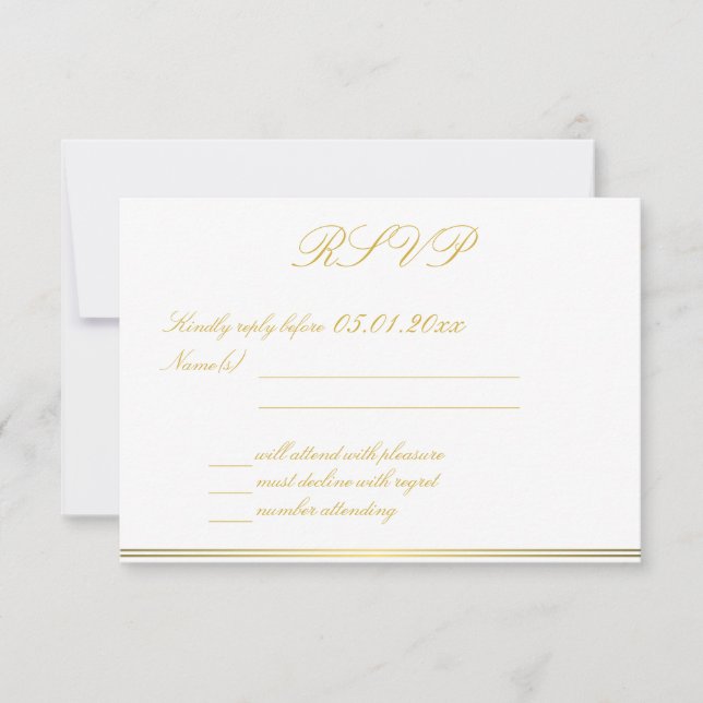 Mit Monogramm Black Gold Elegante Wedding RSVP Car (Vorderseite)