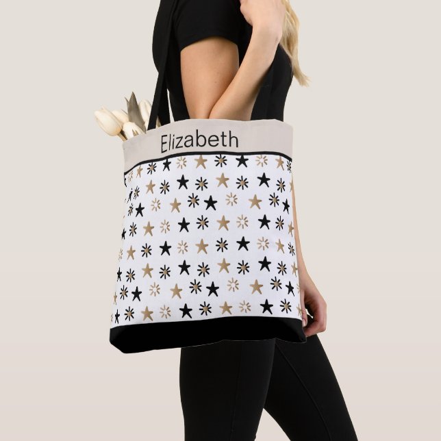 Mit Monogramm Black Gold Stars Totasche (Von Nahem)