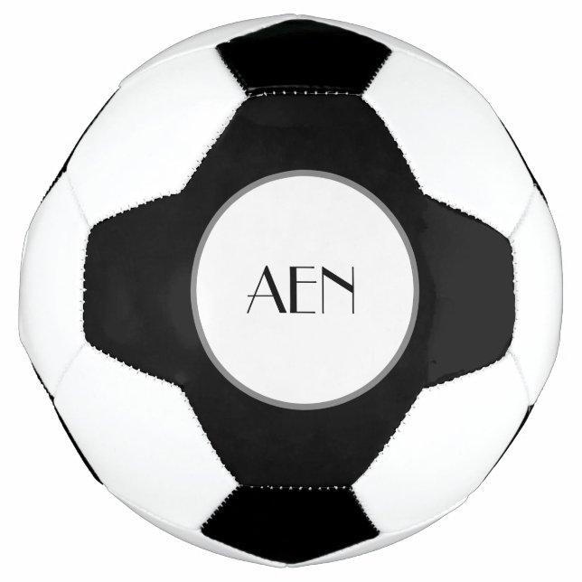 Mit Monogramm Black Gray White Fußball (Vorderseite)