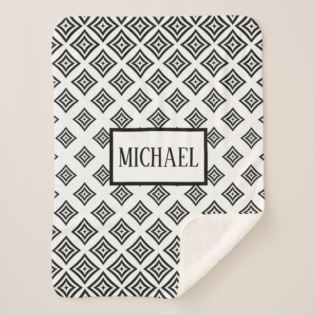 Mit Monogramm Black Rhomboid Sherpadecke (Vorderseite)