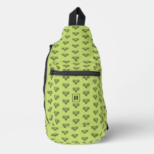 Mit Monogramm Black Tennis Racket Muster Crossbody Bag