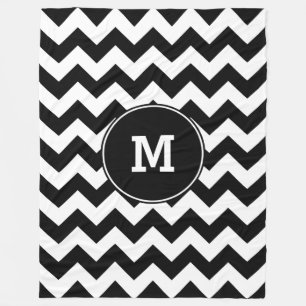 Mit Monogramm Black Zigzag Muster Fleecedecke