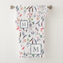 Mit Monogramm Blätter und Federn