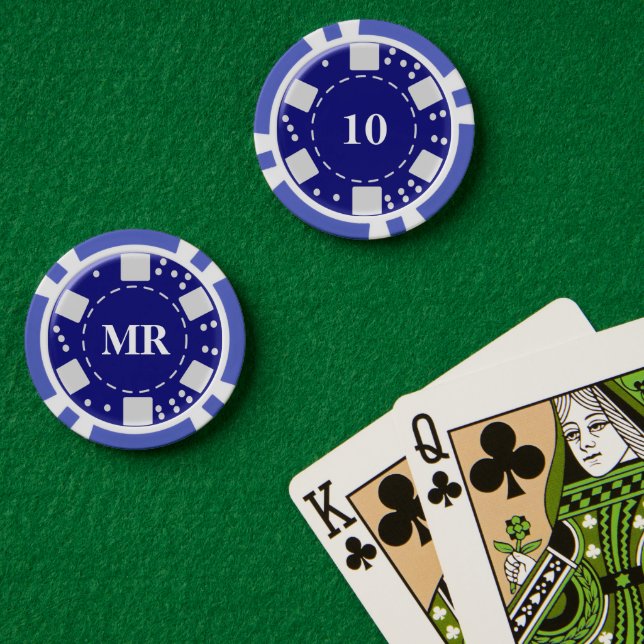 Mit Monogramm Blau 10 Pokerchips (Pokertisch (doppelt))