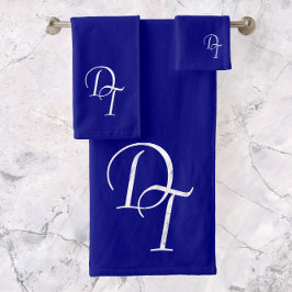 Mit Monogramm - blau Badhandtuch Set