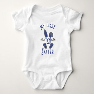 Mit Monogramm Blau mein erster Osterhase Baby Strampler