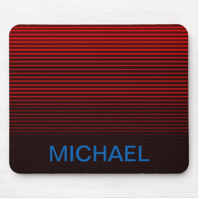 Mit Monogramm Blau-orange-rote Streifen Mousepad (Vorne)