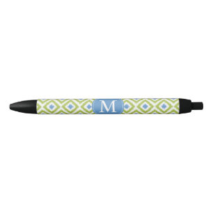 Mit Monogramm Blau und grüne Diamanten - Ikat-Must Kugelschreiber