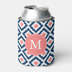 Mit Monogramm Blau- und Korkatmuster Dosenkühler