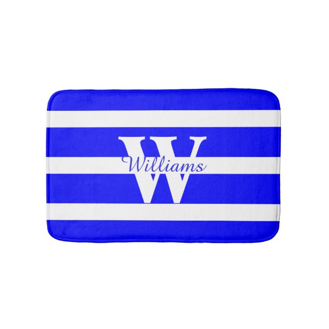 mit Monogramm Blau und Weiß Badematte (Vorderseite)