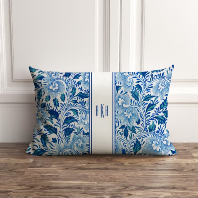 Mit Monogramm Blau und Weiß Chinoiserie Kissen (Von Creator hochgeladen)