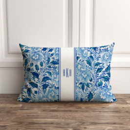 Mit Monogramm Blau und Weiß Chinoiserie Kissen