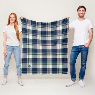 Mit Monogramm Blau und Weiß Multi Thread Kariert Fleecedecke