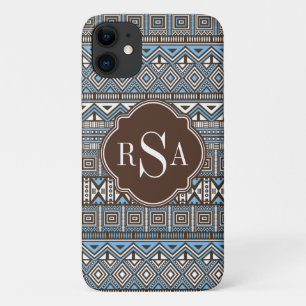 Mit Monogramm blaubraunes Stammmuster Case-Mate iPhone Hülle
