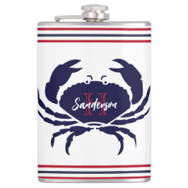 Mit Monogramm blaue blaue Krabbe Flachmann