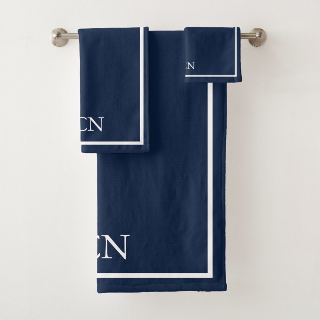 Mit Monogramm Blaue Grenzklassik Badhandtuch Set (Insitu)