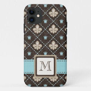 Mit Monogramm blaue Lilie Case-Mate iPhone Hülle