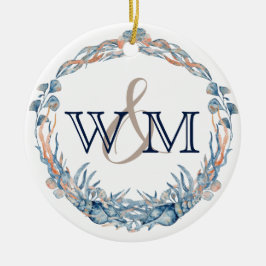 Mit Monogramm Blaue Mauve Muschel Keramik Ornament