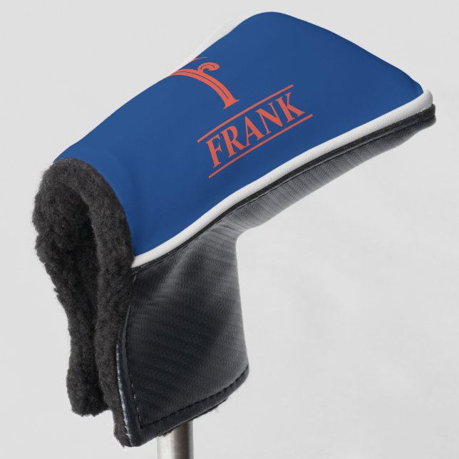 Mit Monogramm blaue Putter Kopfbedeckung Golf Headcover (3/4 Vorderseite)
