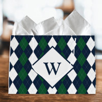Mit Monogramm blaue und grüne Raute