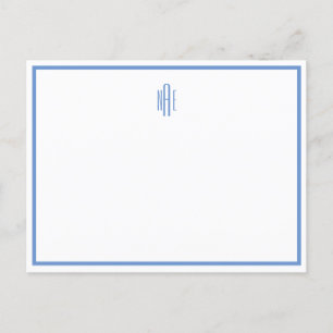 Mit Monogramm blaue und weiße Flat-Postkarte Postkarte